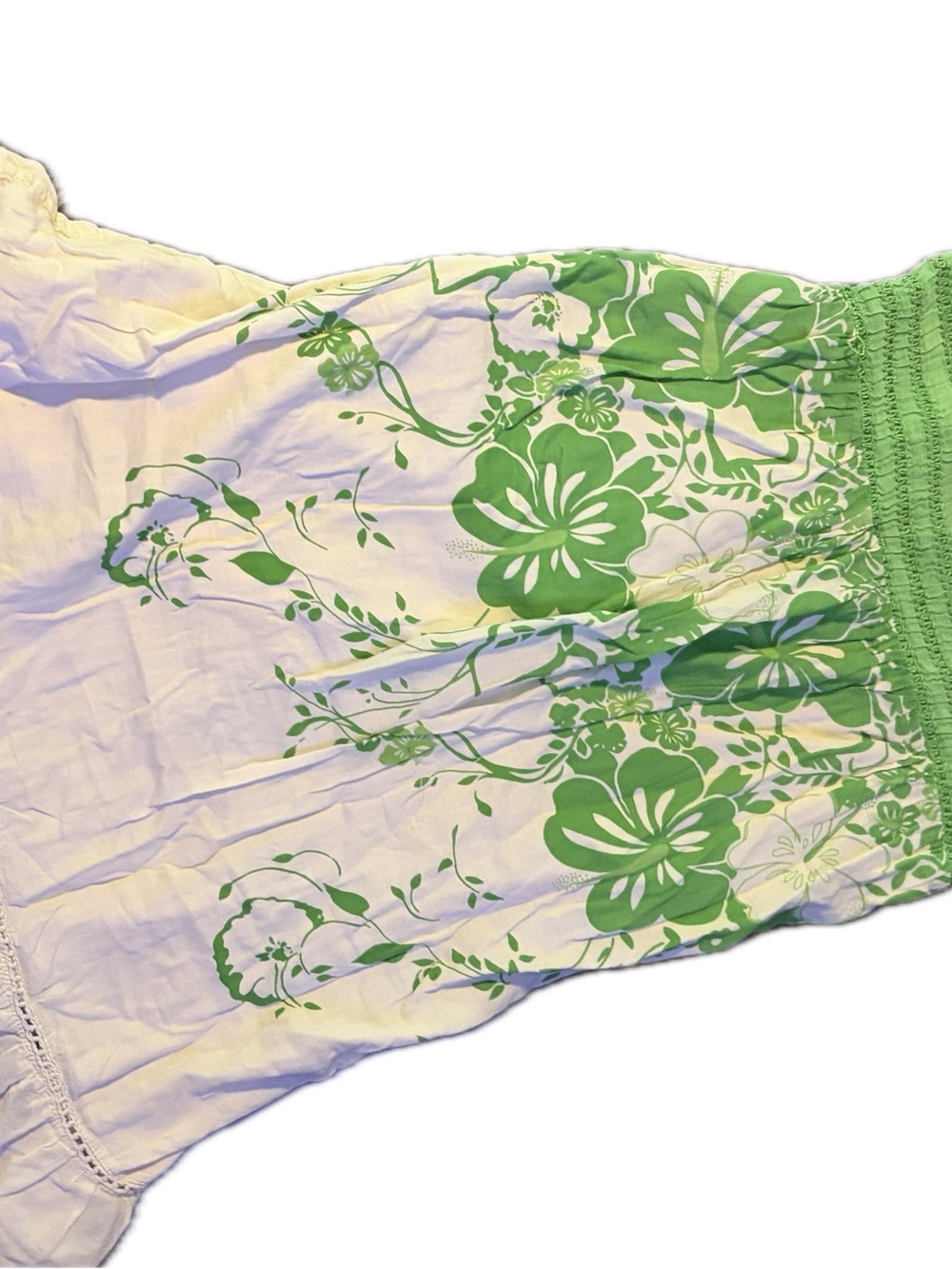 Raviya Strapless White Dress with Green Floral Print